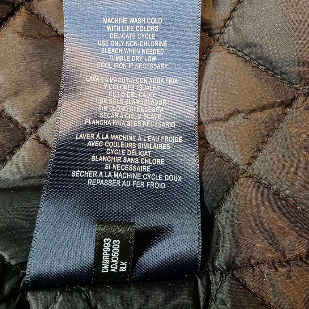 Dockers Overcoat Mens L Black Washable Wool Look Quilted Liner DM0RP903 Flaw - Picture 8 of 13